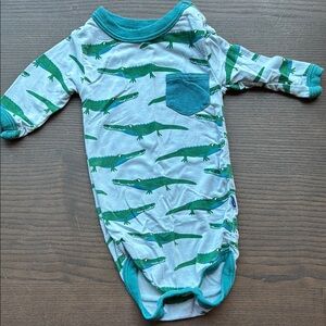 Kickee Pants Green Shark Print Bodysuit